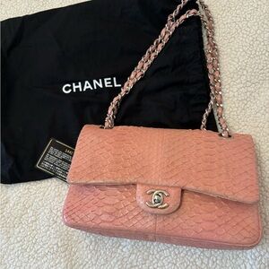 CHANEL Pink Python Flap Crossbody Bag